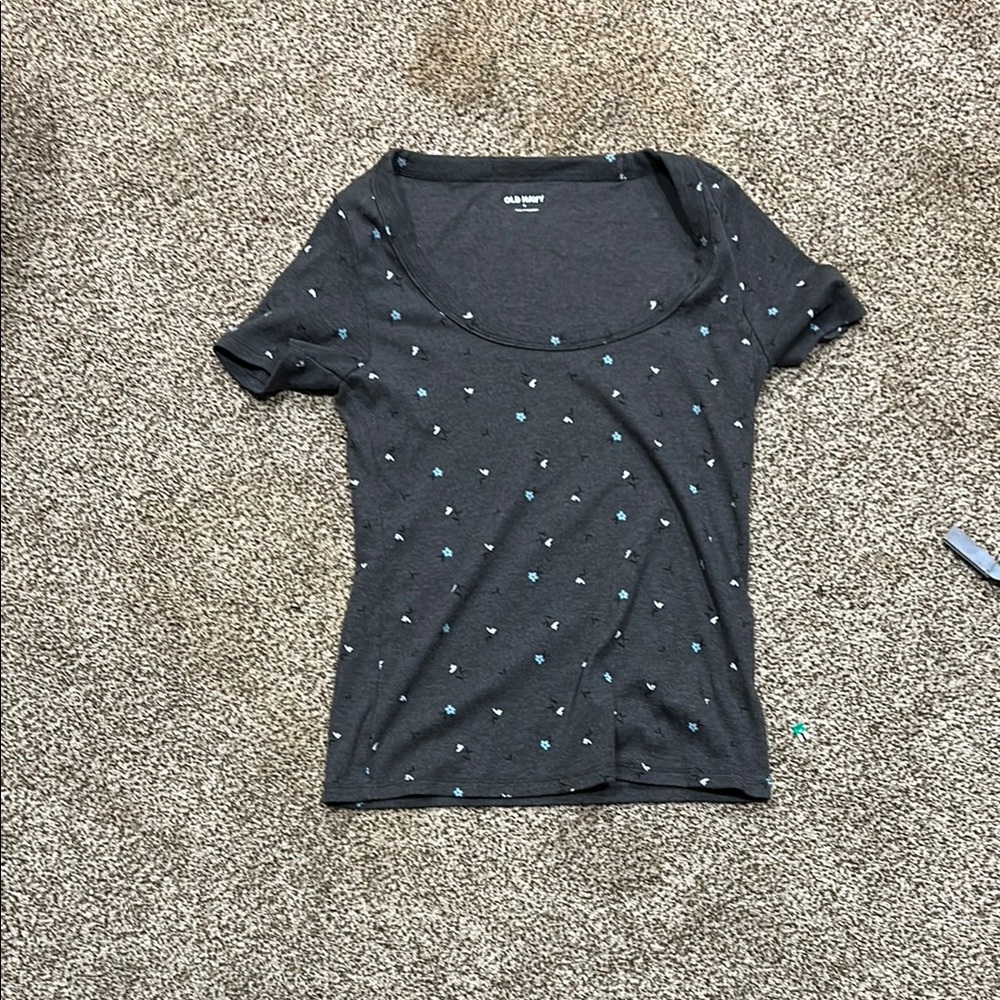 Old Navy Gray Fitted Short Sleeve Tee